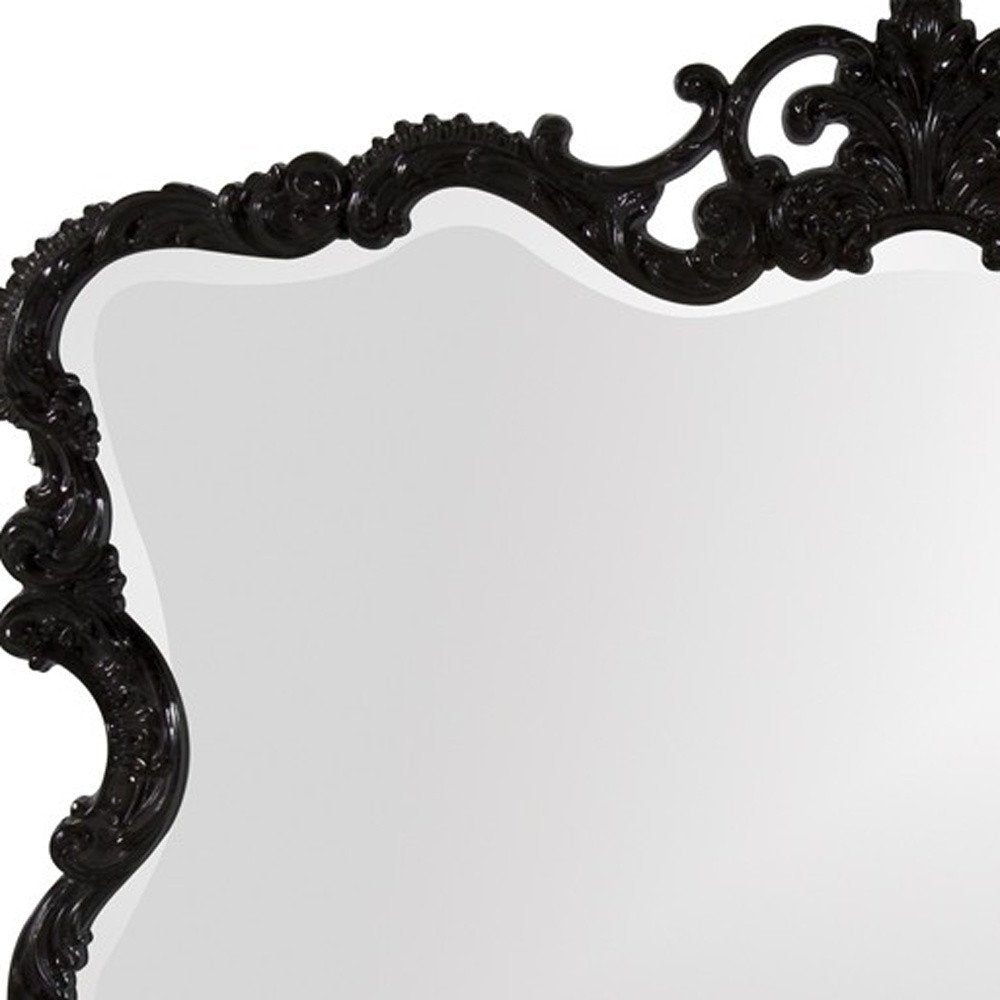 Black Ornate Scroll Framed Accent Mirror - 27-inch