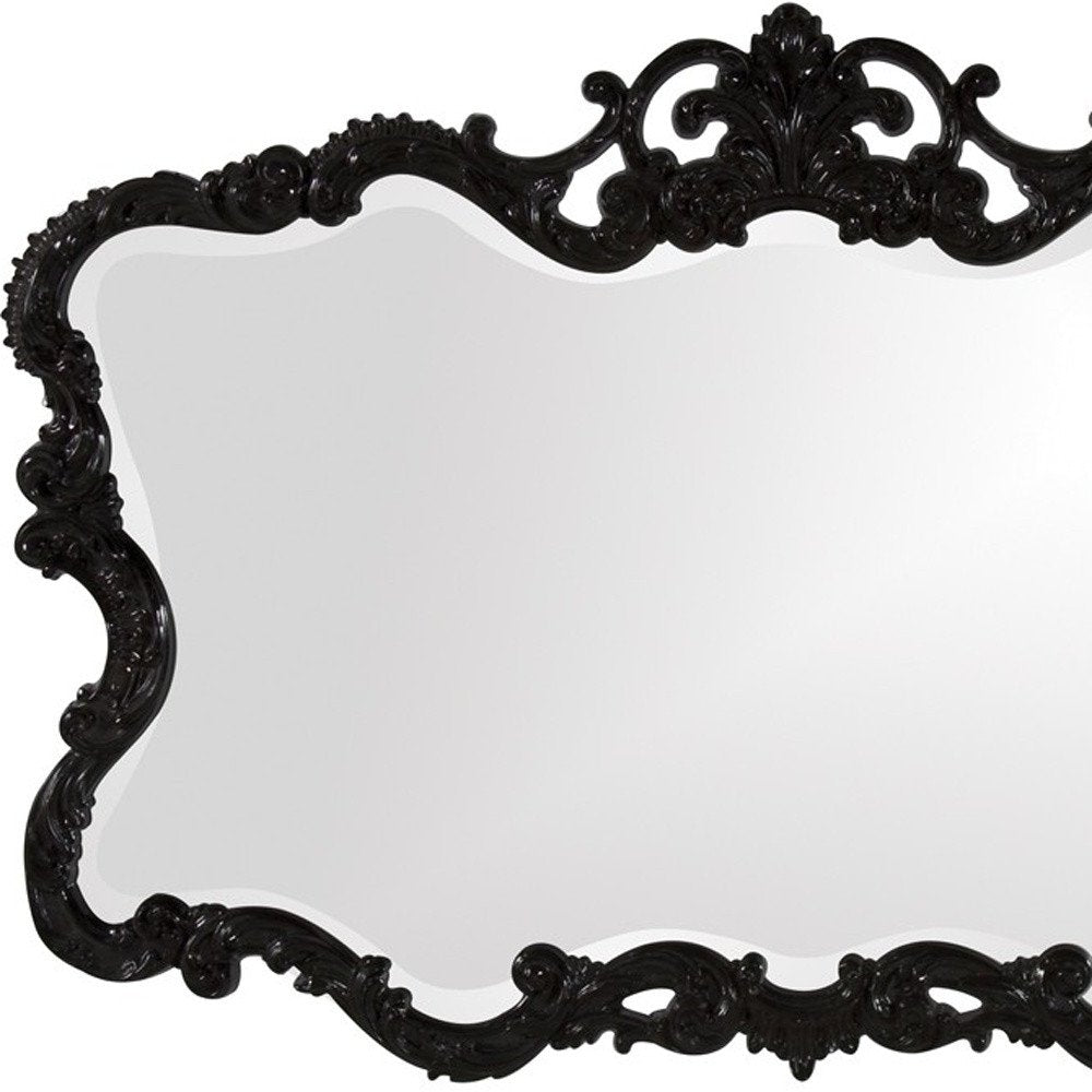 Black Ornate Scroll Framed Accent Mirror - 27-inch