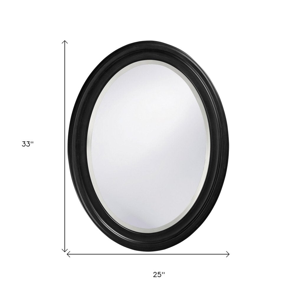 Black Oval Framed Accent Mirror - 33-inch