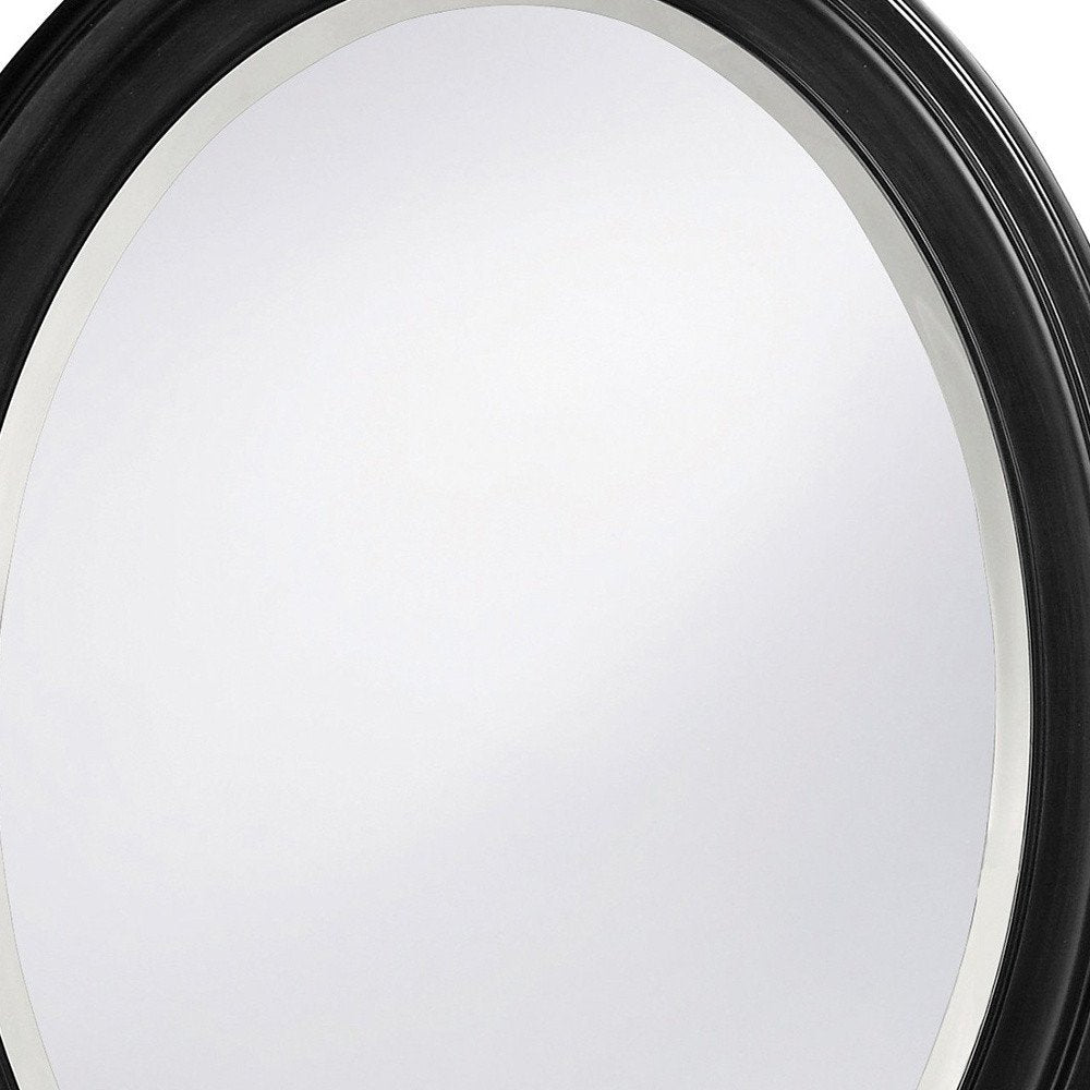 Black Oval Framed Accent Mirror - 33-inch