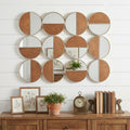 Gold and Walnut Steel Round Framed Accent Mirror - 36-inch