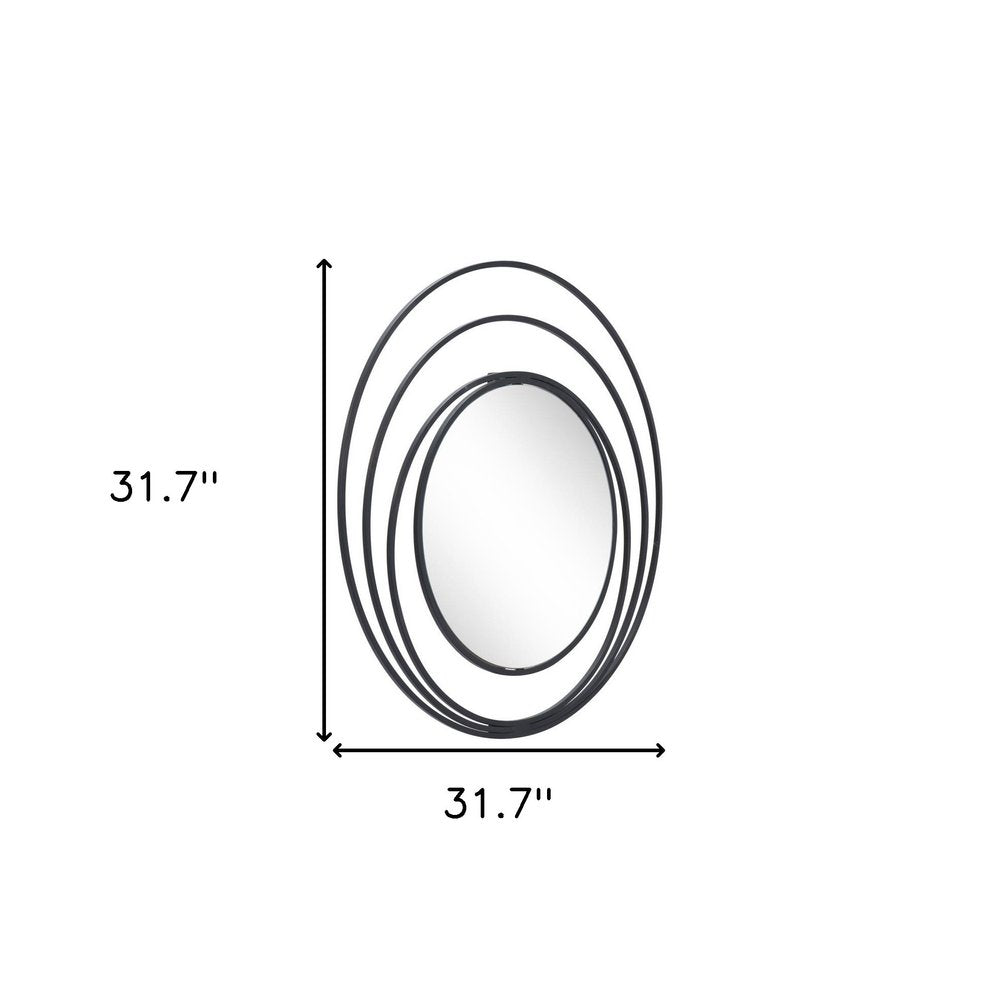 Black Oval Steel Framed Accent Mirror - 32-inch