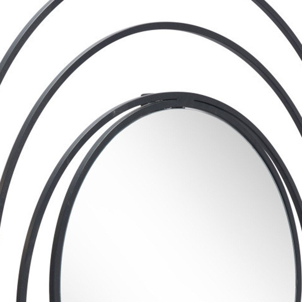 Black Oval Steel Framed Accent Mirror - 32-inch