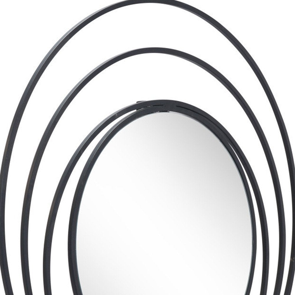 Black Oval Steel Framed Accent Mirror - 32-inch