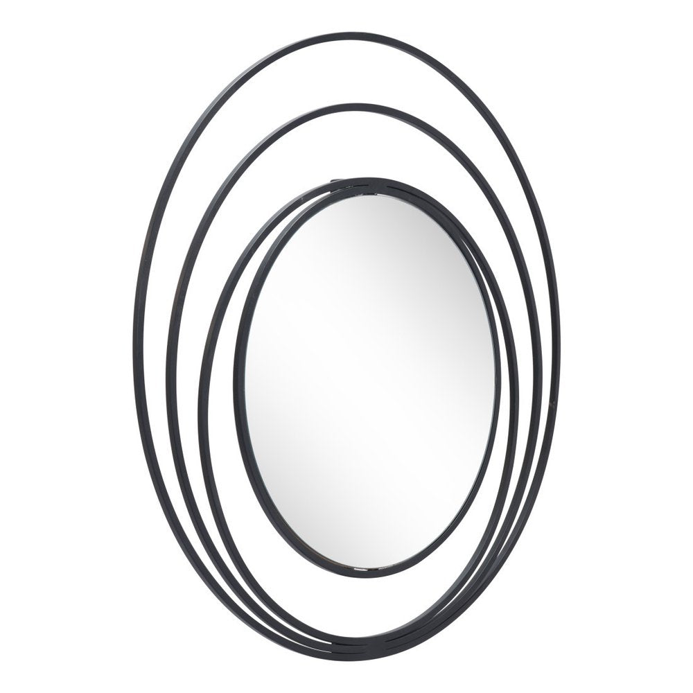 Black Oval Steel Framed Accent Mirror - 32-inch