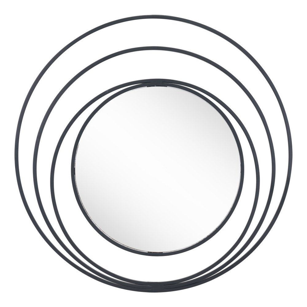 Black Oval Steel Framed Accent Mirror - 32-inch