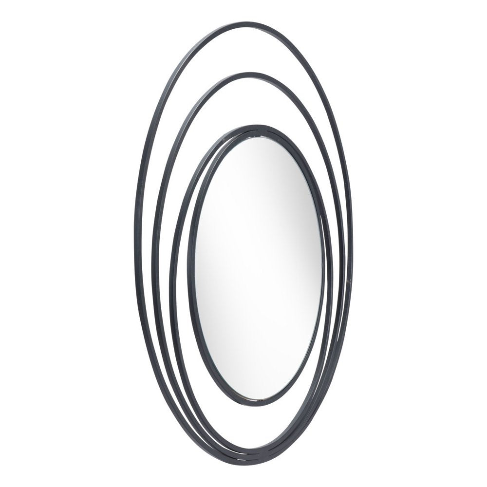 Black Oval Steel Framed Accent Mirror - 32-inch