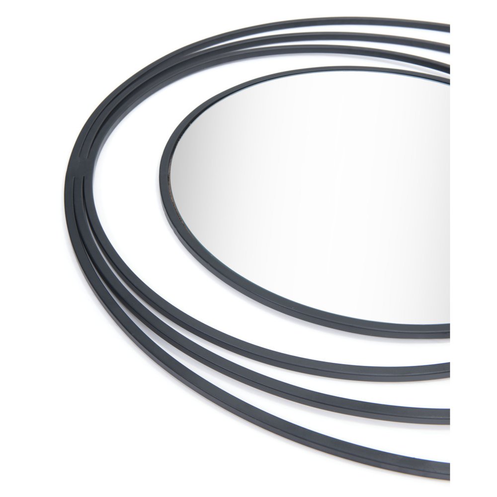 Black Oval Steel Framed Accent Mirror - 32-inch