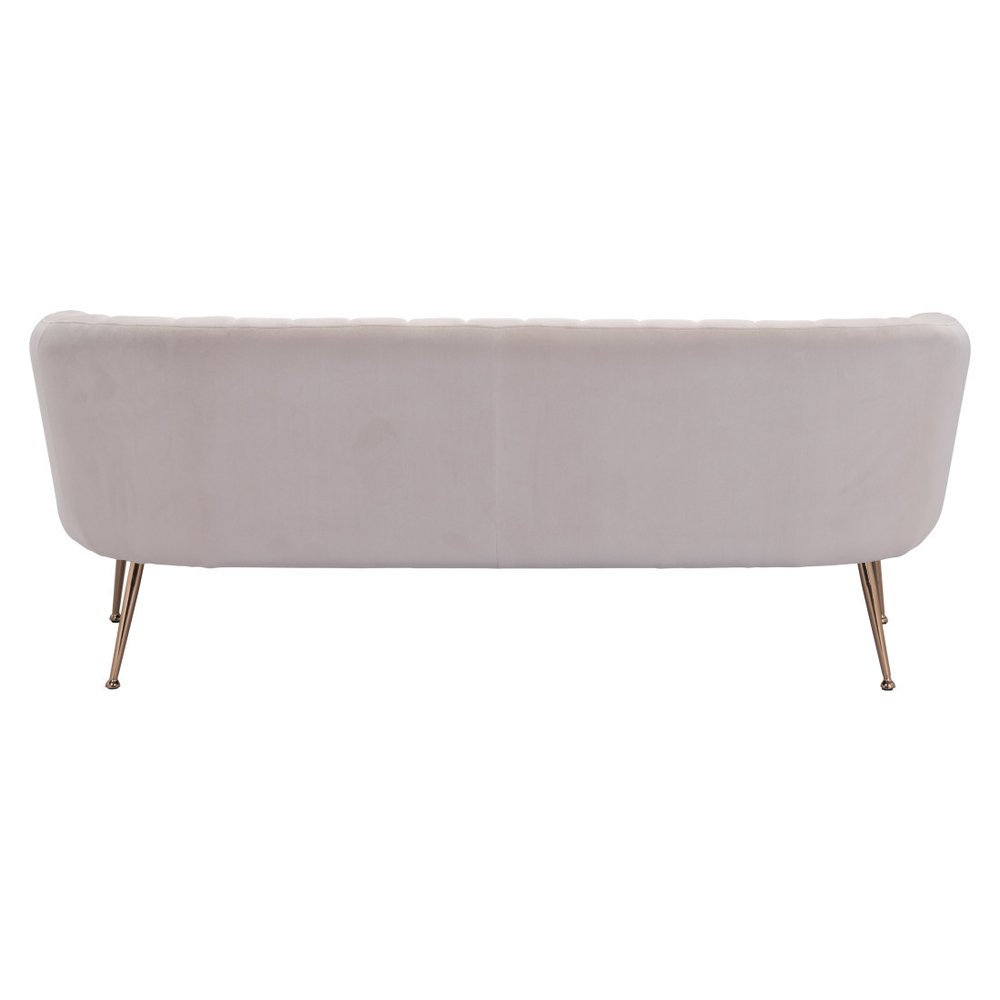 Beige Velvet Sofa with Gold Legs - 70-inch