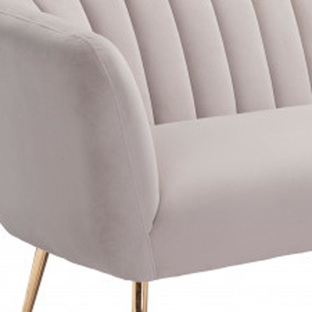 Beige Velvet Sofa with Gold Legs - 70-inch