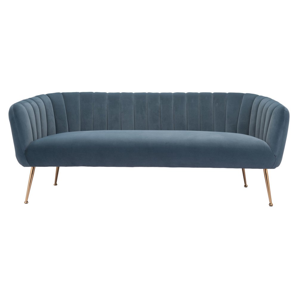 Gray Velvet Sofa with Gold Legs - 70-inch