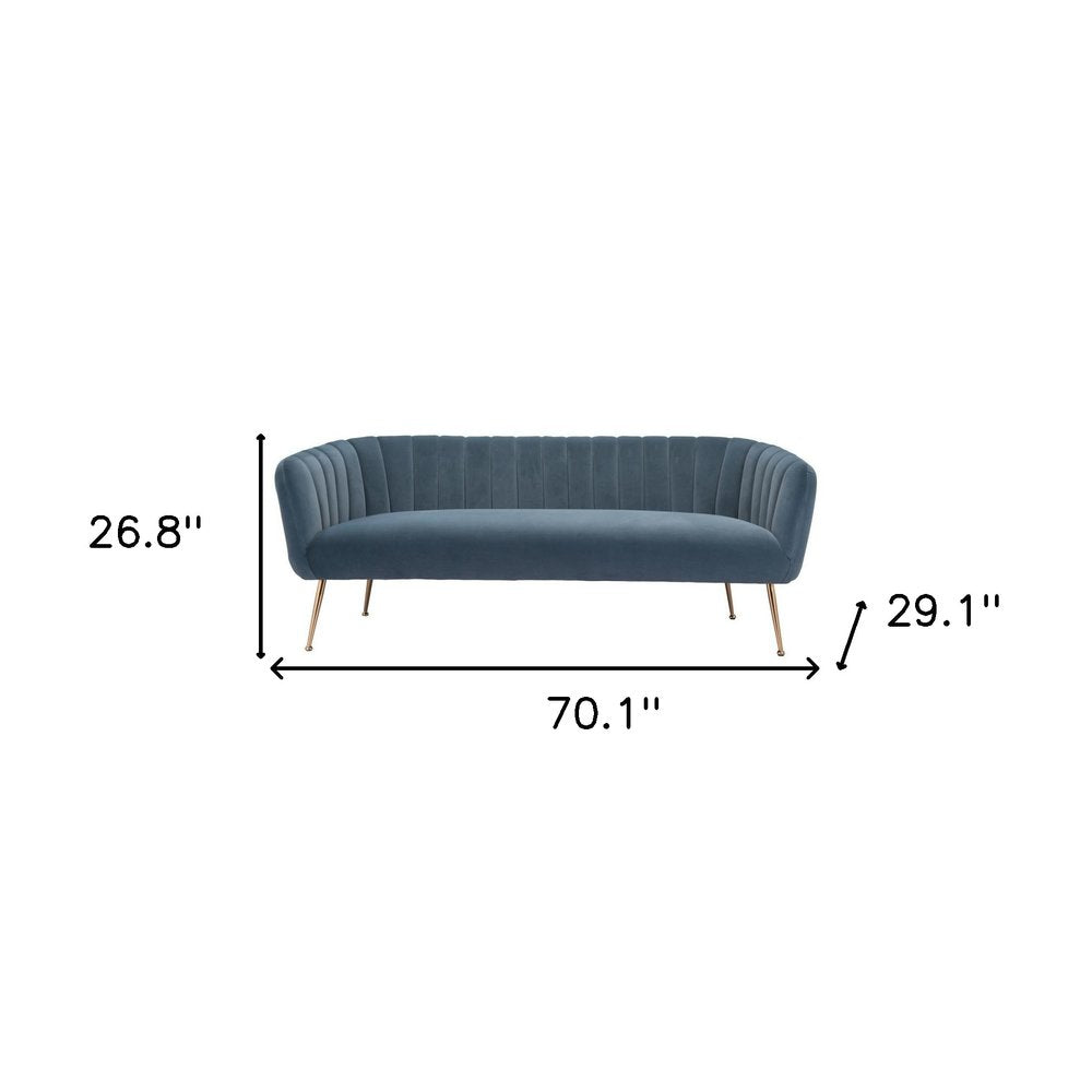 Gray Velvet Sofa with Gold Legs - 70-inch
