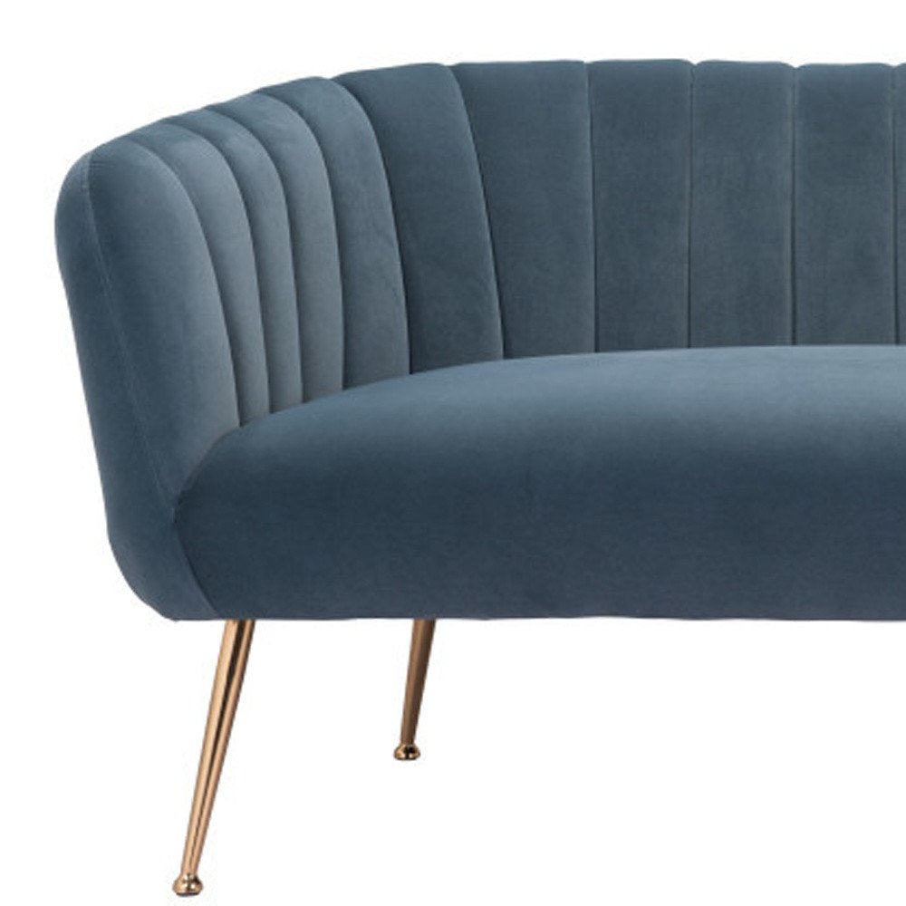 Gray Velvet Sofa with Gold Legs - 70-inch