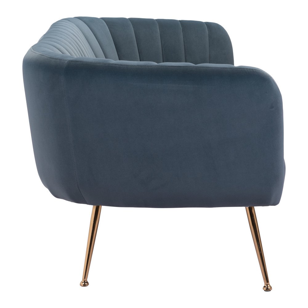 Gray Velvet Sofa with Gold Legs - 70-inch