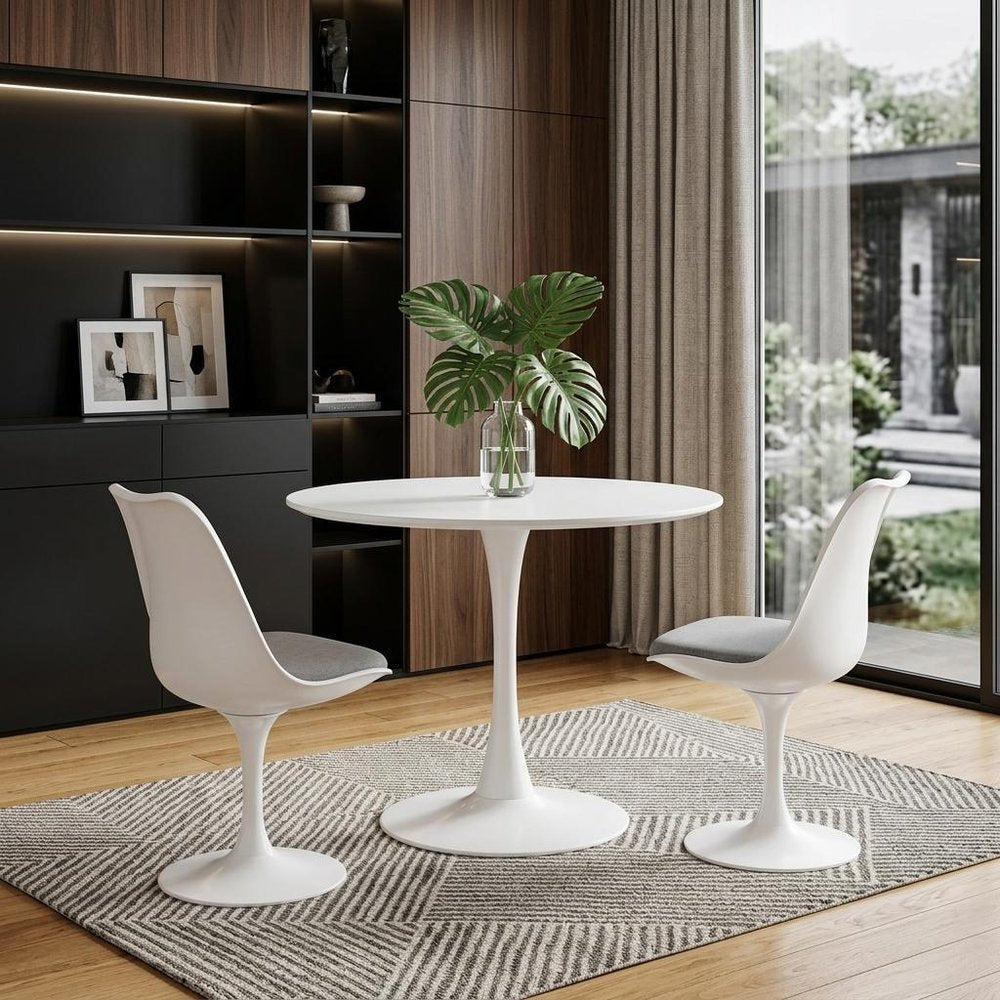 Steel Pedestal Base Dining Table - 35-inch