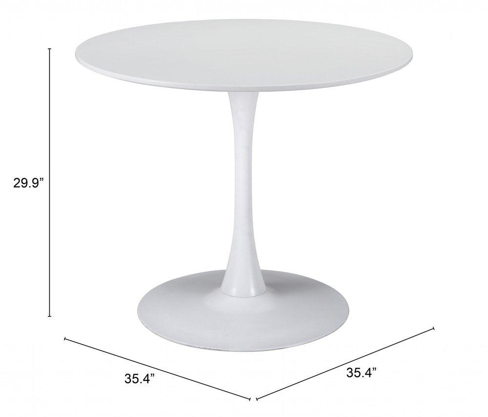 Steel Pedestal Base Dining Table - 35-inch