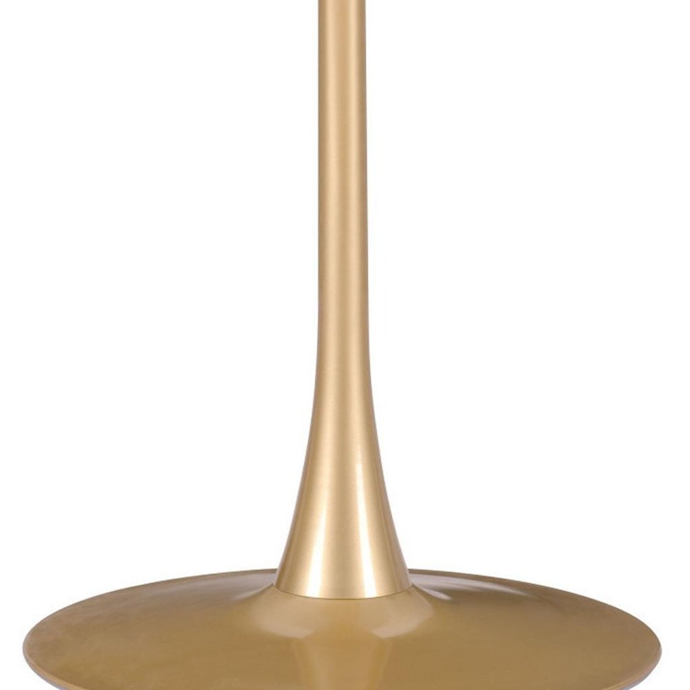 White and Gold Wood and Steel Pedestal Base Round Top Dining Table - 35-inch