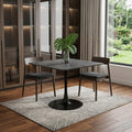 Black Square Steel Pedestal Base Dining Table - 35-inch