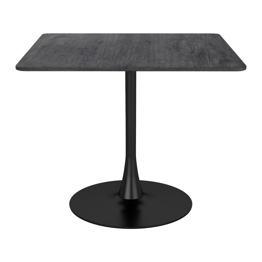 Black Square Steel Pedestal Base Dining Table - 35-inch