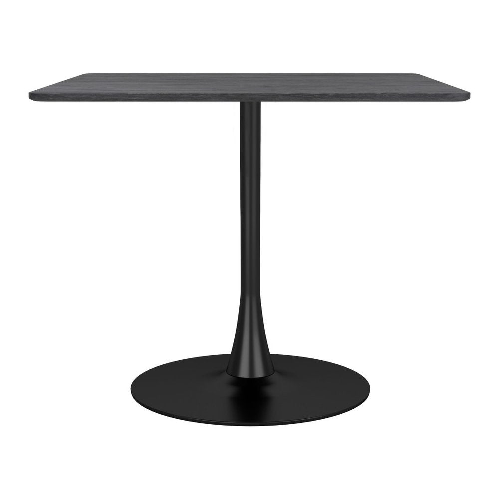 Black Square Steel Pedestal Base Dining Table - 35-inch