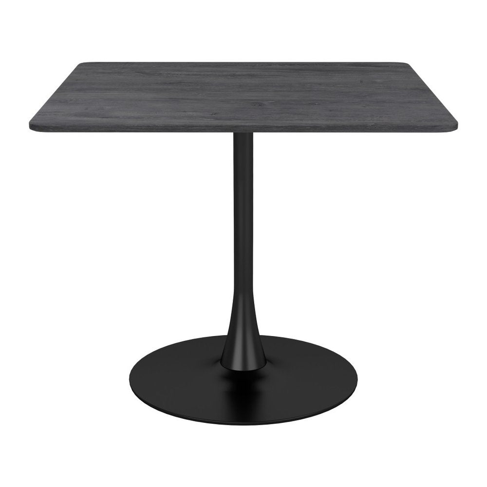 Black Square Steel Pedestal Base Dining Table - 35-inch