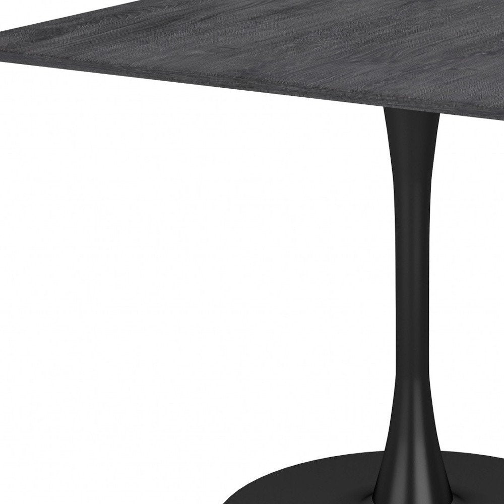 Black Square Steel Pedestal Base Dining Table - 35-inch
