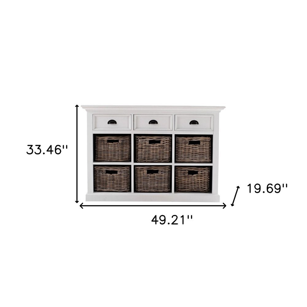 Modern Farmhouse Buffet Server with Basket Set