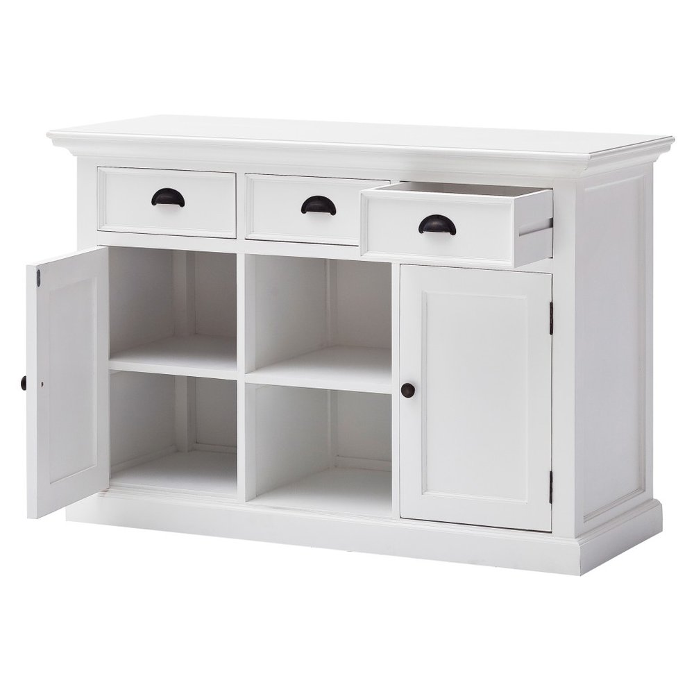 White Wood Three Drawer Sideboard with Two Doors - 49-inch