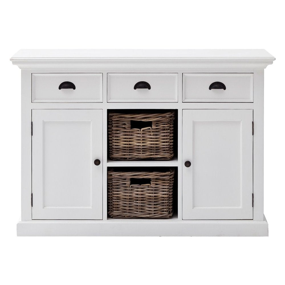 White Wood Three Drawer Sideboard with Two Doors - 49-inch
