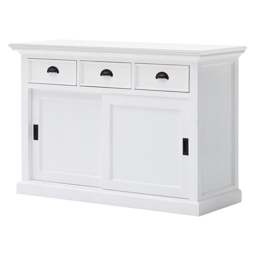 White Buffet Server with Sliding Doors - 49-inch