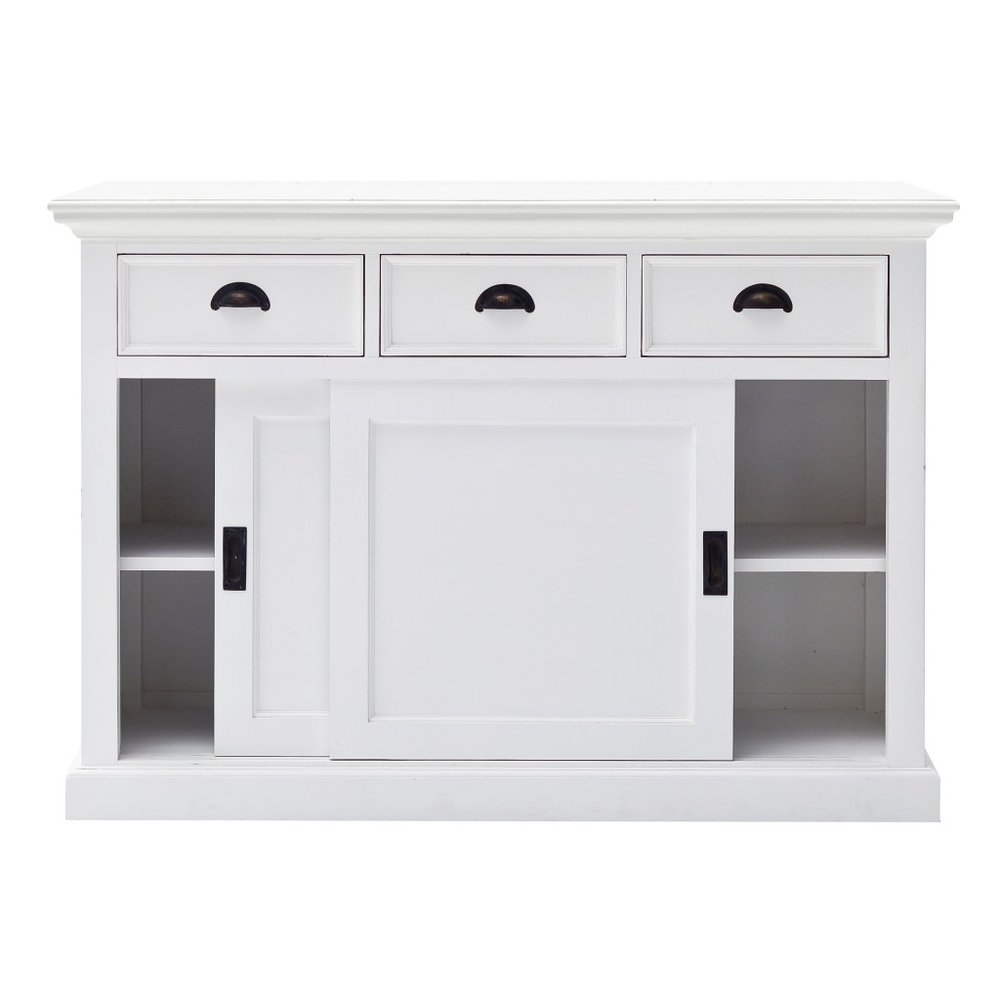White Buffet Server with Sliding Doors - 49-inch