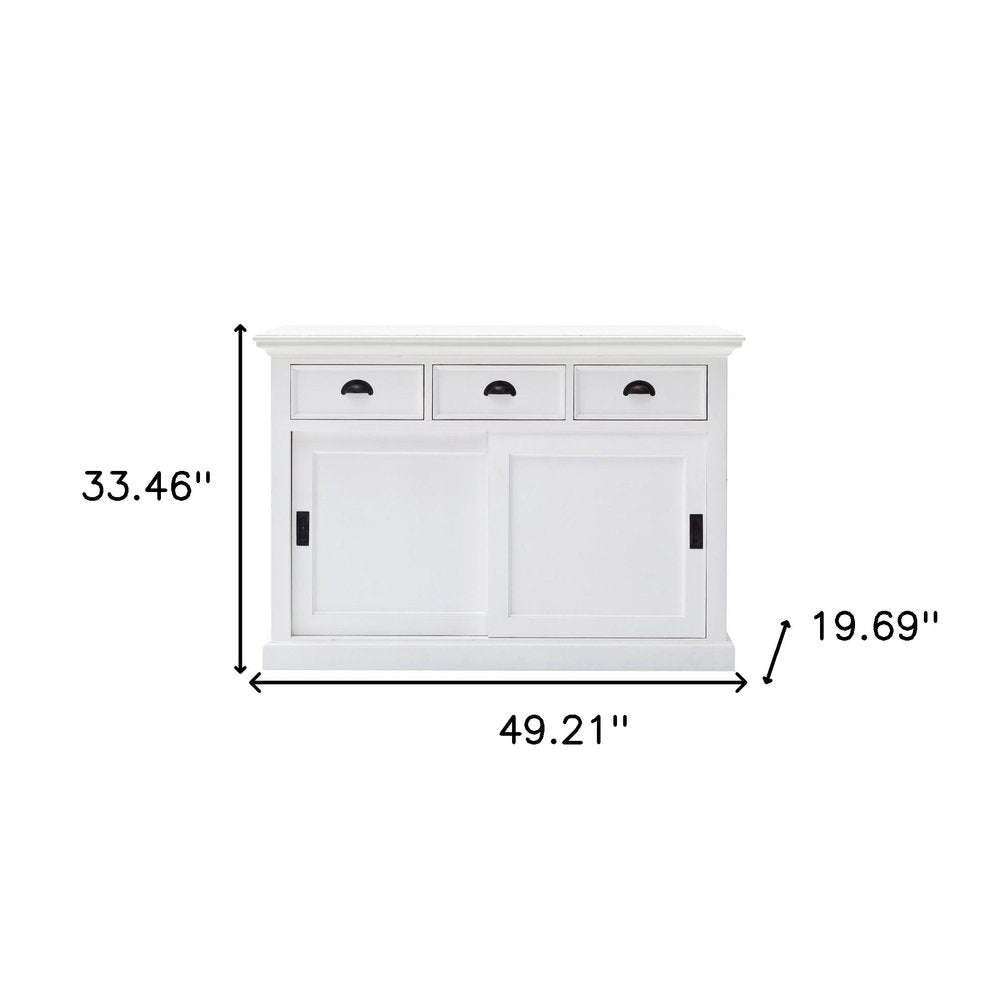 White Buffet Server with Sliding Doors - 49-inch
