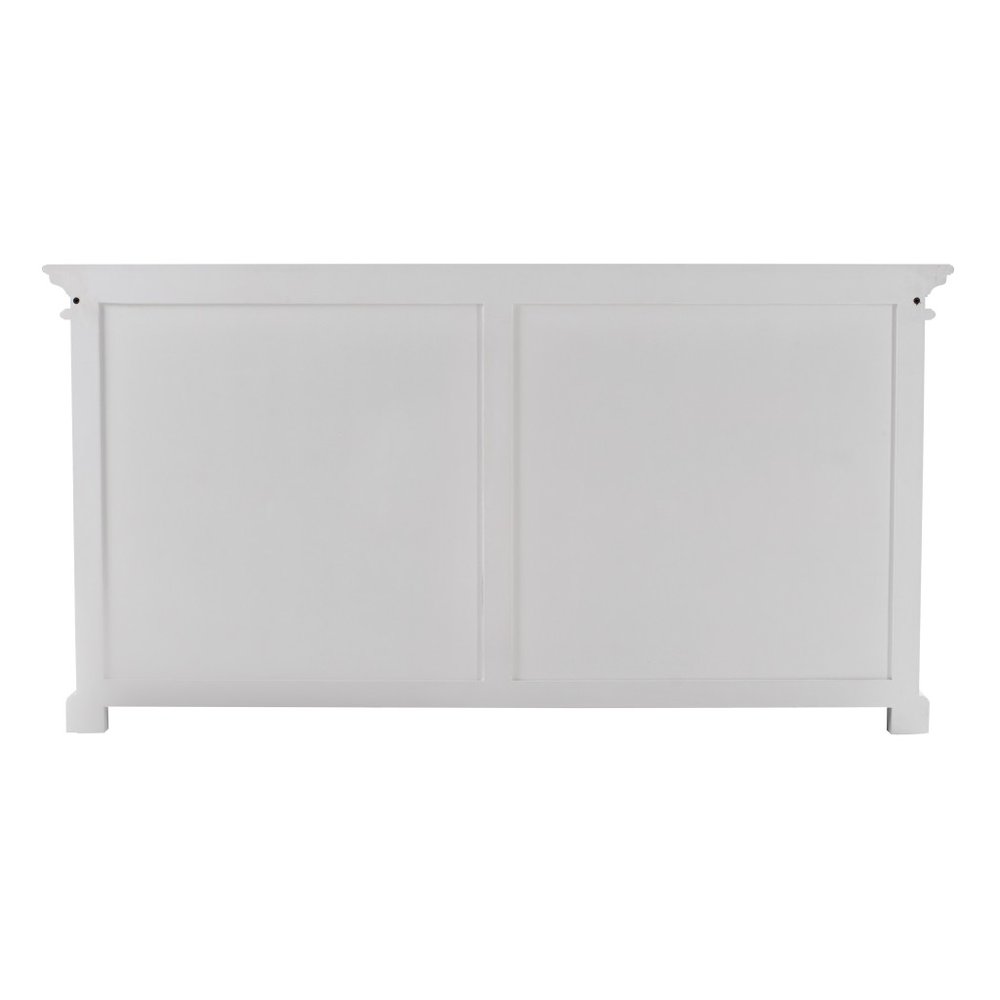 White Distressed Solid Wood Sideboard with Four Glass Doors - 64-inch