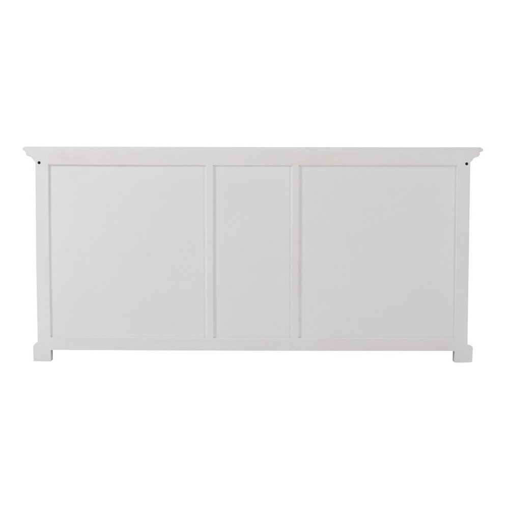 White Solid Wood Three Drawer Sideboard with Five Doors - 71-inch