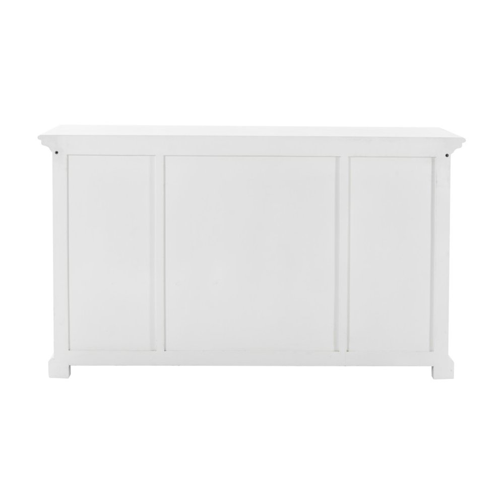White Solid Wood Three Drawer Sideboard with Four Glass Doors - 57-inch