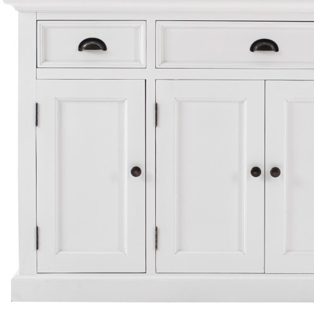 White Solid Wood Three Drawer Sideboard - 57-inch