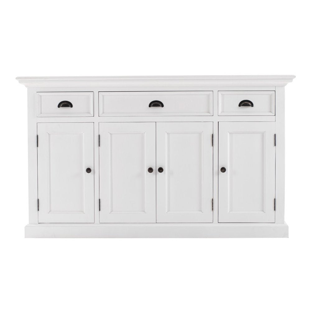 White Solid Wood Three Drawer Sideboard - 57-inch