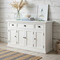 White Solid Wood Three Drawer Sideboard - 57-inch