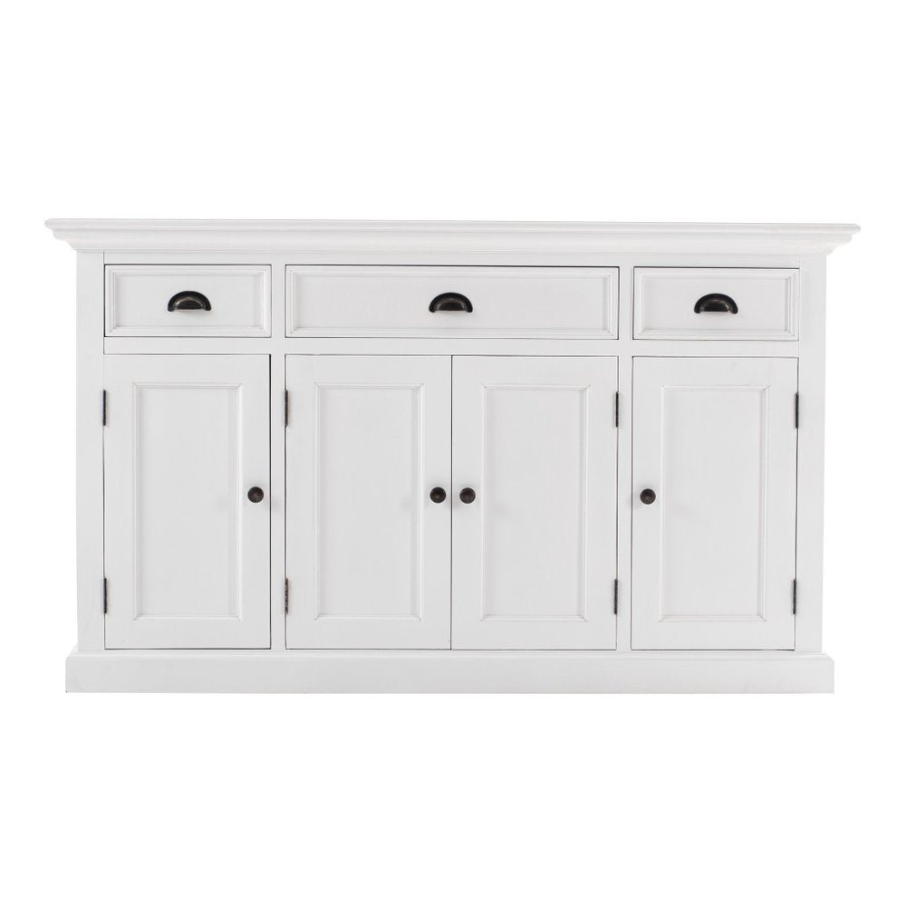 White Solid Wood Three Drawer Sideboard - 57-inch