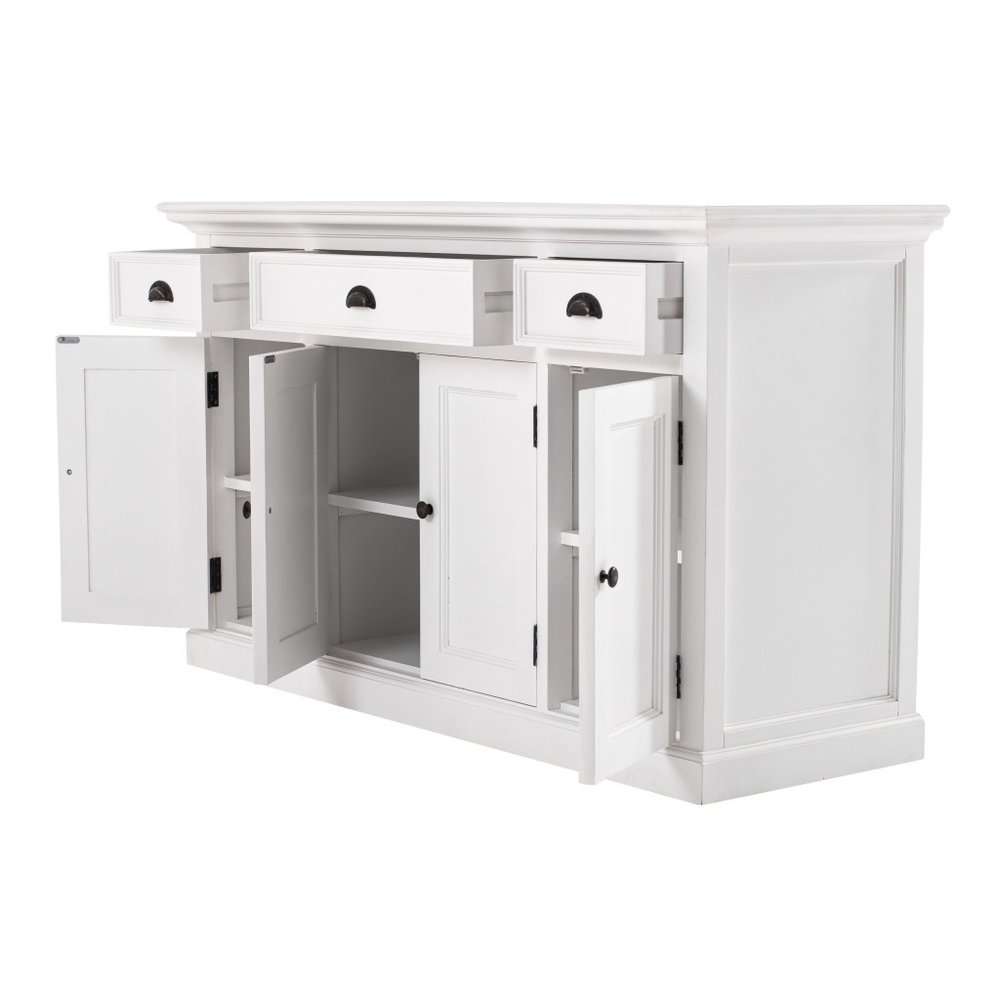 White Solid Wood Three Drawer Sideboard - 57-inch