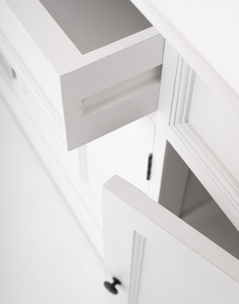 White Solid Wood Three Drawer Sideboard - 57-inch