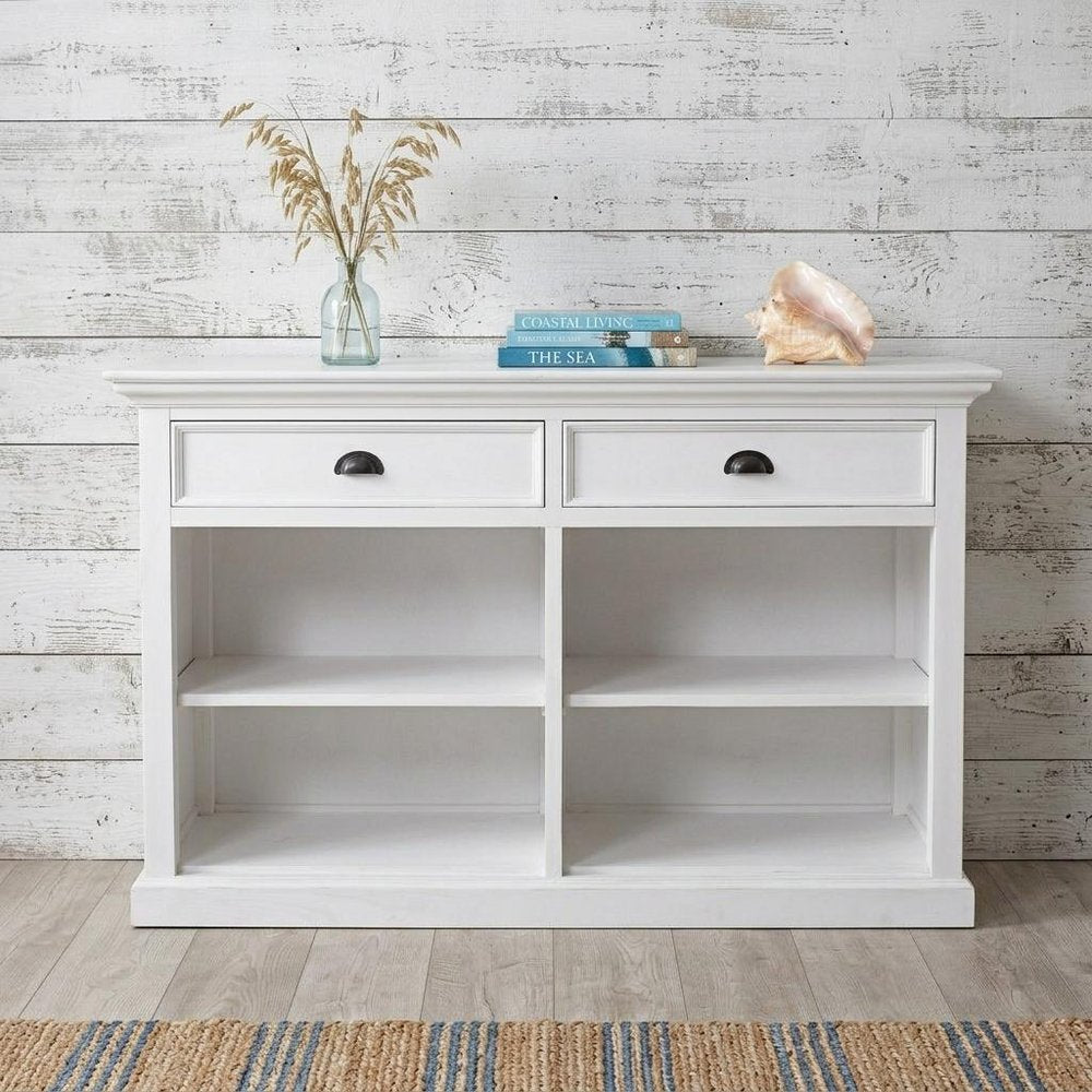 White Wood Two Drawer Buffet Table - 57-inch
