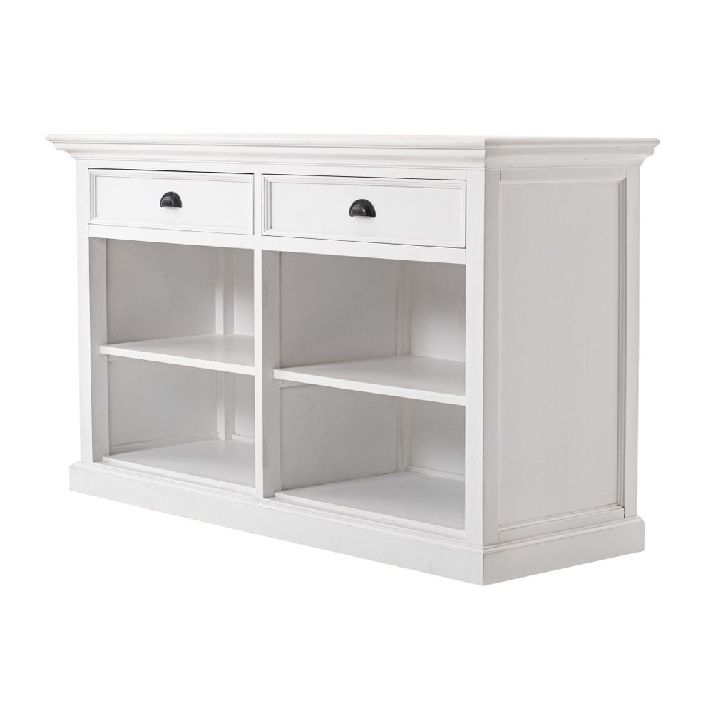 White Wood Two Drawer Buffet Table - 57-inch