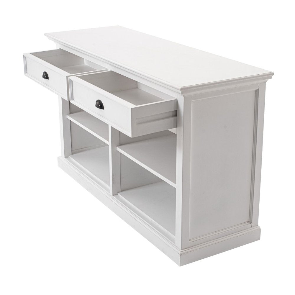 White Wood Two Drawer Buffet Table - 57-inch