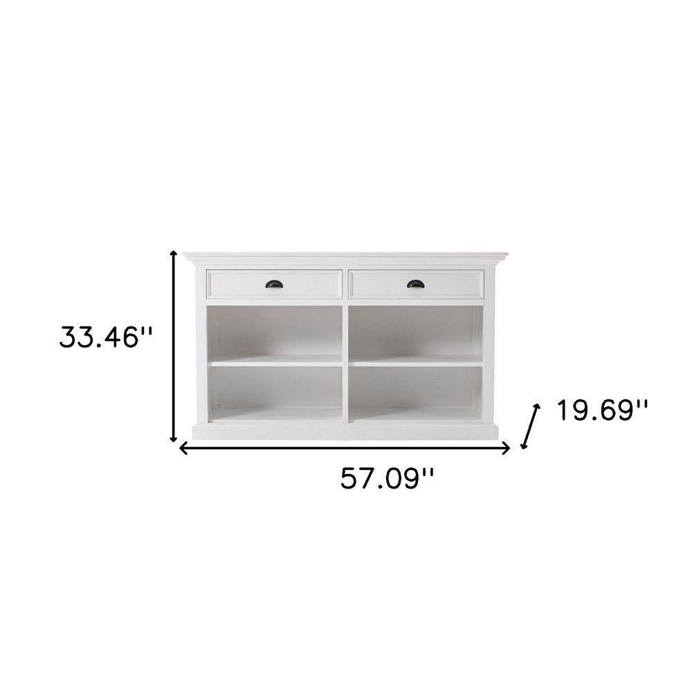White Wood Two Drawer Buffet Table - 57-inch
