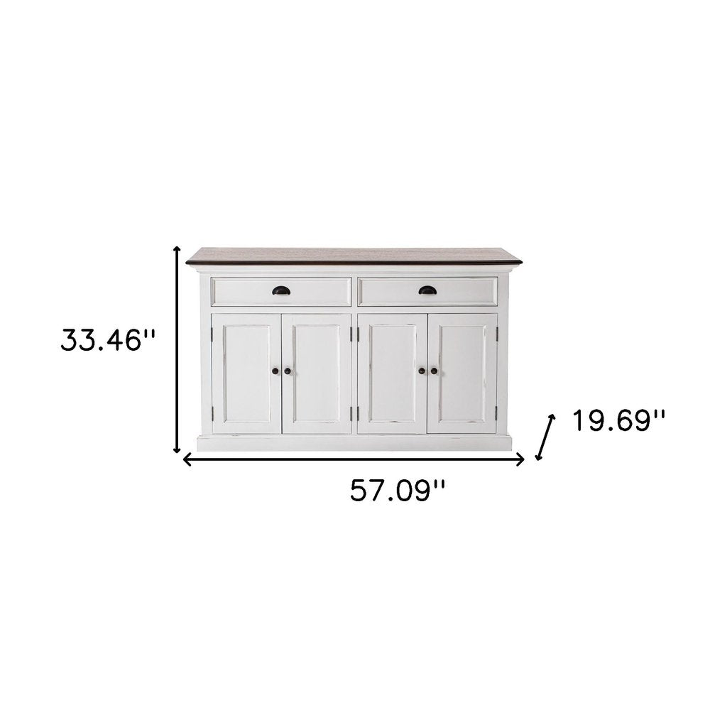 Modern Farmhouse Brown and White Buffet Server