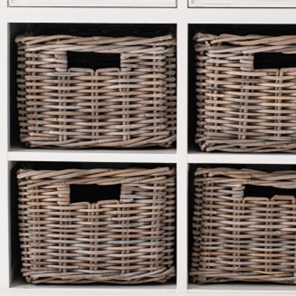 Brown and White Distressed Solid Wood Sideboard with Baskets - 63-inch
