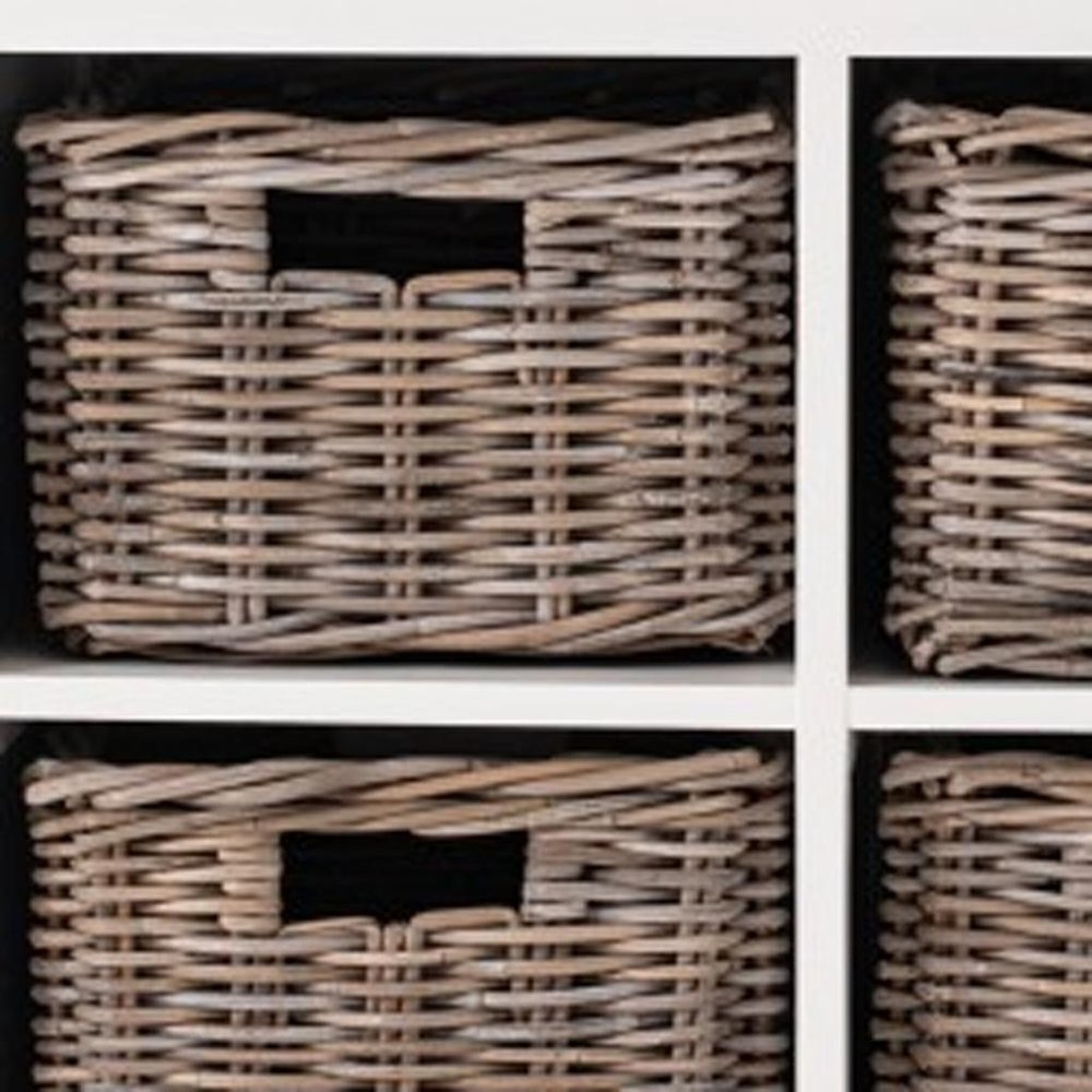 Brown and White Distressed Solid Wood Sideboard with Baskets - 63-inch