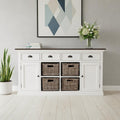 Brown and White Distressed Solid Wood Sideboard with Baskets - 63-inch