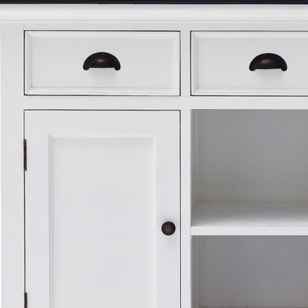 Modern Farmhouse Black and White Large Accent Cabinet